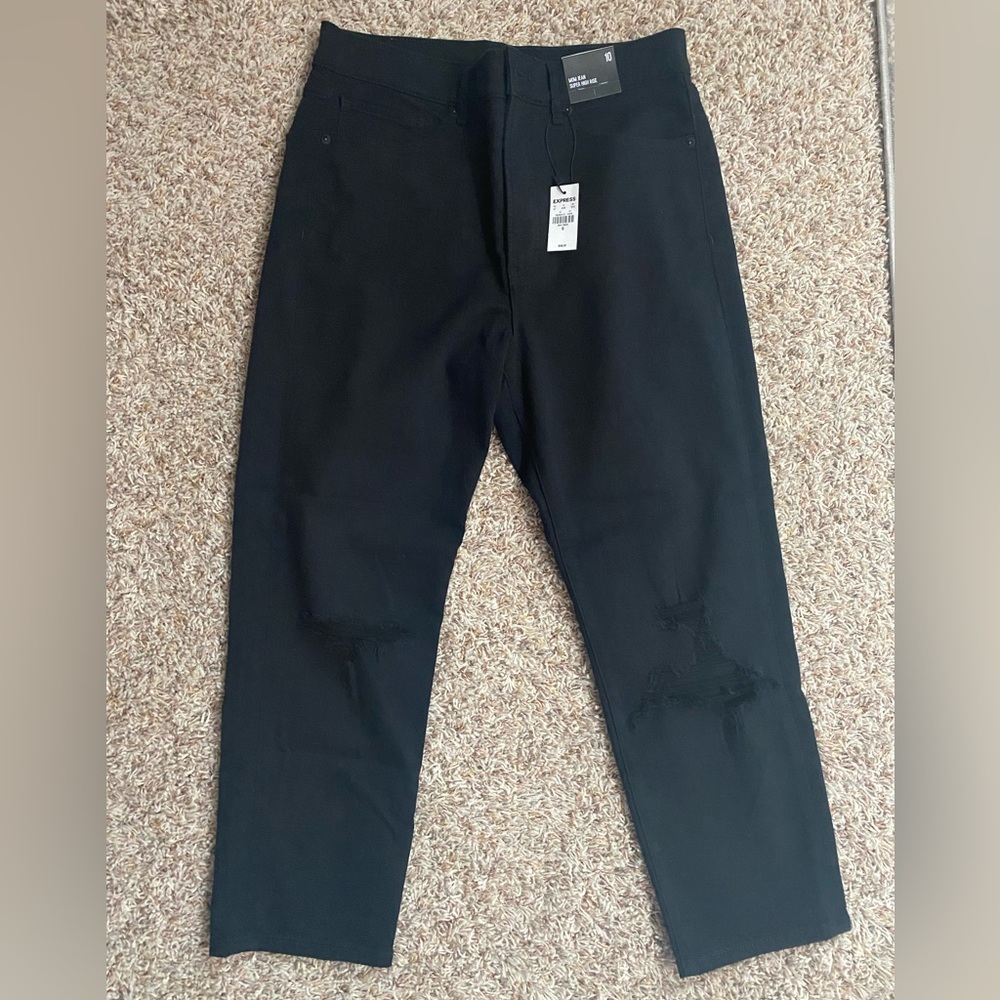 Express Black Ripped Mom Jeans
